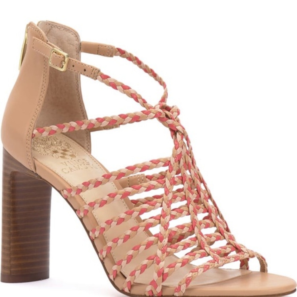 Vince Camuto VC-Ariah Soft Nappa Heels pink and tan‎